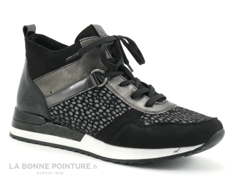 Remonte R2543-42 - Noir - Gris Metal - Pois - Chaussure Montante Femme 5 Remonte R2543-42 - Noir - Gris Metal - Pois - Chaussure Montante Femme – Image 5