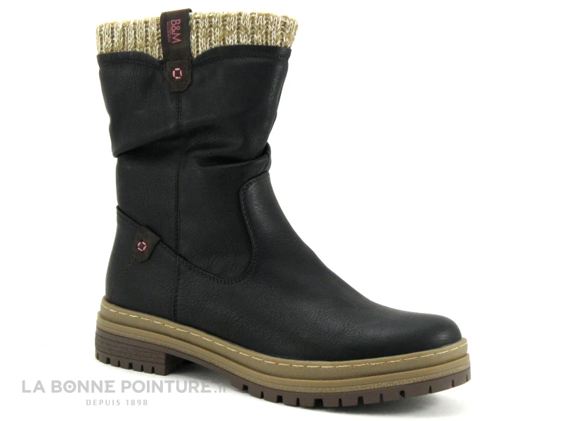 B Et M Banana Moon - REBUS Noir - Bottine Femme - Lainage Beige 1 B Et M Banana Moon - REBUS Noir - Bottine Femme - Lainage Beige