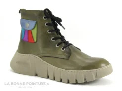 Karyoka IAN Kaki - Pochette Multicolore - Boots Plateforme Femme Kaki