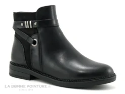 Morans TELYSSA Noir - Bottine Femme Noire Avec Zip Et Bride Cheville