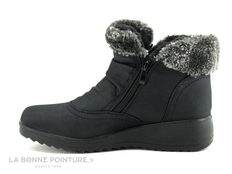 TopWay B853710 - Bottine Femme Textile Noir - Fourrure Grise 2 TopWay B853710 - Bottine Femme Textile Noir - Fourrure Grise – Image 2