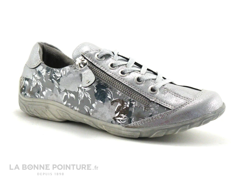 The Divine Factory PO3607 - Argent Gris Fleurs - Basket Femme 1 The Divine Factory PO3607 - Argent Gris Fleurs - Basket Femme