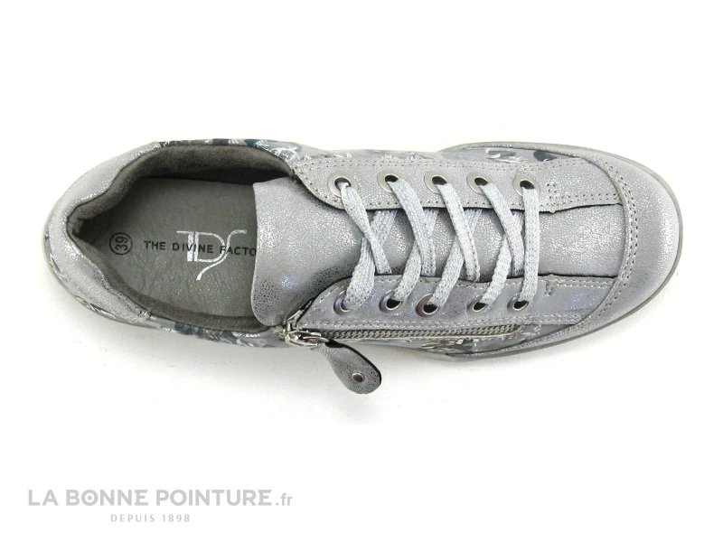 The Divine Factory PO3607 - Argent Gris Fleurs - Basket Femme 3 The Divine Factory PO3607 - Argent Gris Fleurs - Basket Femme – Image 3
