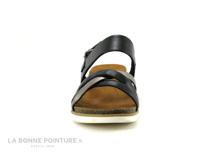 Marco Tozzi 2-28410-20 Noir Argent - Sandale Plate Femme 2 Marco Tozzi 2-28410-20 Noir Argent - Sandale Plate Femme – Image 2