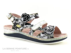 Laura Vita BRCUELO 0621 Gris - Sandale Reglable Femme 3 Velcros