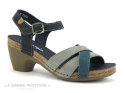 Nouvelles versions 17 Jungla 7459 - Forest Jade - Nu-pieds Femme Cuir Bleu Et Vert - Petit Talon