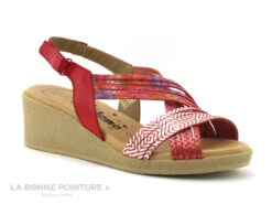 Jordana 3341 - Sandale Compensee Femme Cuir Rouge Et Argent -Femmes Chaussures Soldes cd24607c73b9e66c561f35ea11d5d5ef img 9672.jpg 159523